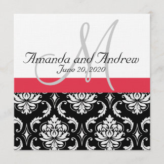 Invitación a matrimonio de nombres de damasco rojo