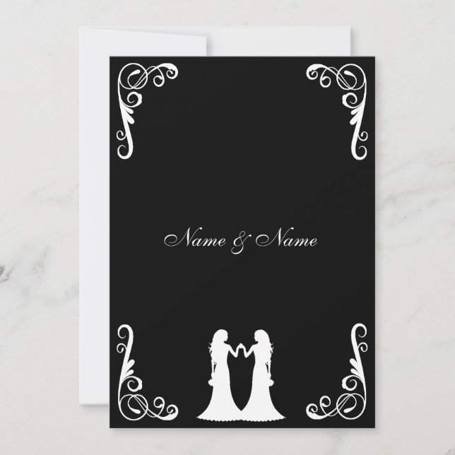 Invitación a matrimonio de novias y lesbianas (Anverso)