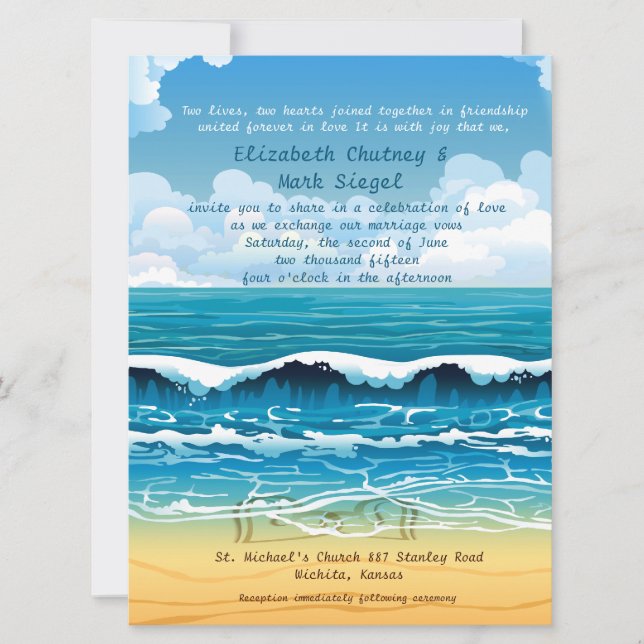 Invitación a matrimonio de olas de playa de 6,5 x  (Anverso)