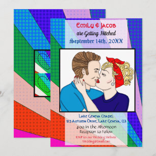 Invitación a matrimonio de parejas de arte pop ret