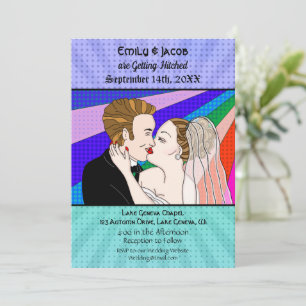 Invitación a matrimonio de parejas de arte pop ret