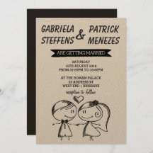 Invitación a matrimonio de parejas de Doodle rústi