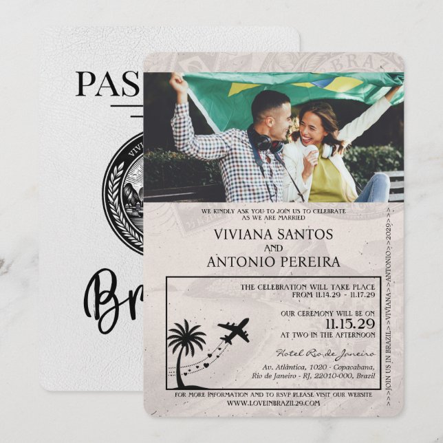 Invitación a matrimonio de pasaporte de Brasil bla (Anverso / Reverso)