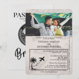 Invitación a matrimonio de pasaporte de Brasil bla