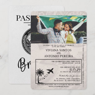 Invitación a matrimonio de pasaporte de Brasil bla