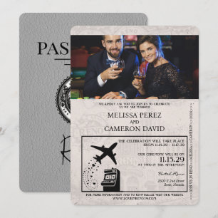 Invitación a matrimonio de pasaporte de Grey Reno