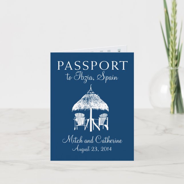 Invitación a matrimonio de pasaporte de Ibiza Espa (Anverso)