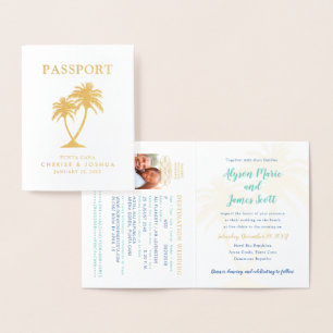 Invitación a matrimonio de Pasaporte de Palm Tree 