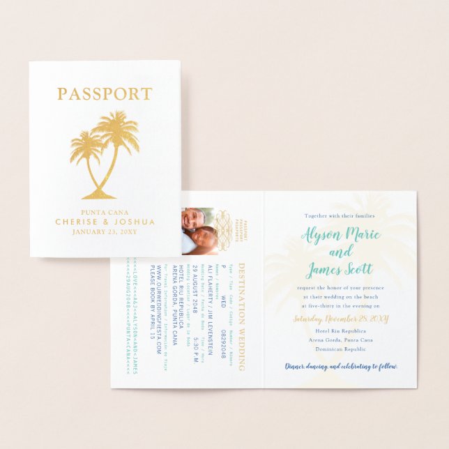 Invitación a matrimonio de Pasaporte de Palm Tree  (Demostración)