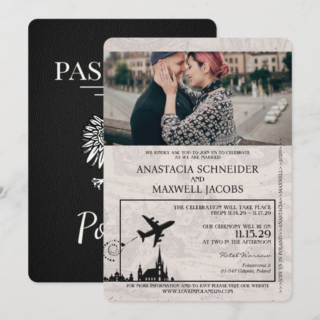 Invitación a matrimonio de pasaporte de Polonia ne (Anverso / Reverso)