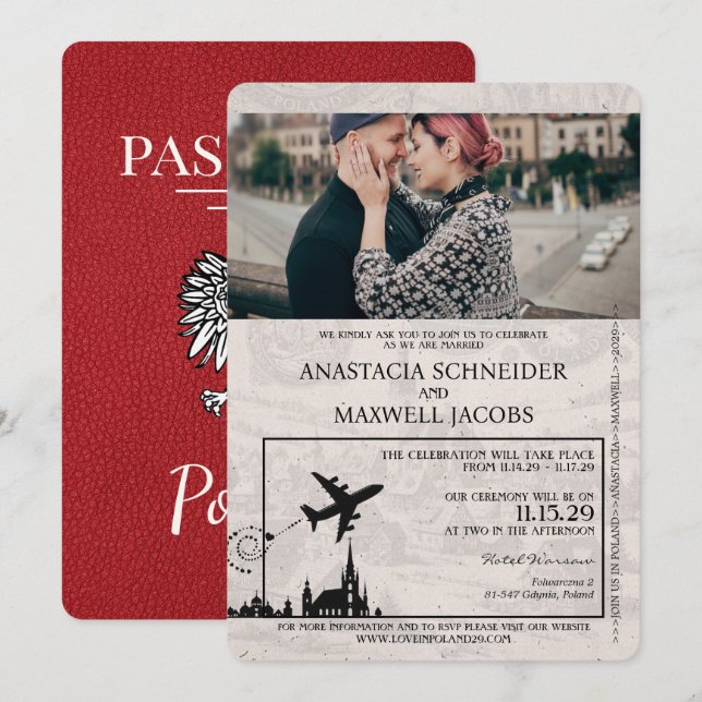 Invitación a matrimonio de pasaporte de Polonia ro (Anverso / Reverso)