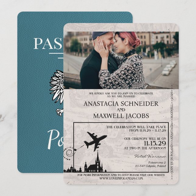 Invitación a matrimonio de pasaporte de Polonia ve (Anverso / Reverso)