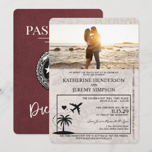 Invitación a matrimonio de pasaporte de Puerto Ric
