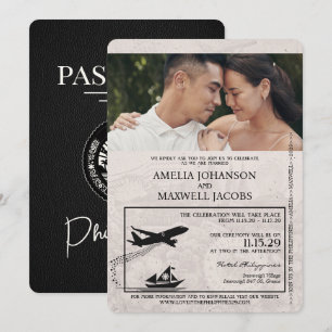 Invitación a matrimonio de pasaporte filipino negr