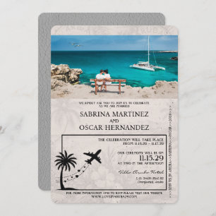 Invitación a matrimonio de pasaporte gris de Aruba