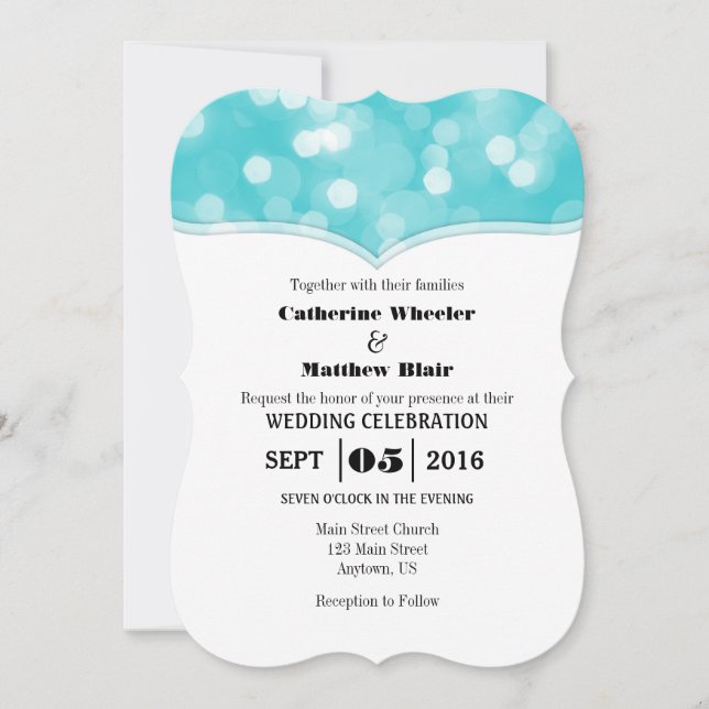 Invitación a matrimonio de Purpurina turco de Boke (Anverso)