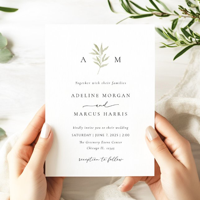 Invitación a matrimonio de ramas de oliva de veget (Subido por el creador)