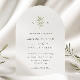 Invitación a matrimonio de ramas de oliva de veget