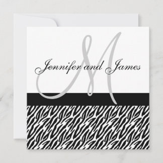 Invitación a matrimonio de rayas blancas en negro