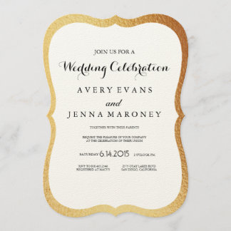 Invitación a matrimonio de Relieve metalizado dora