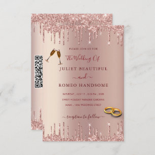 Invitación a matrimonio de Rosa de código Qr Gold 