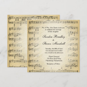 Invitación a matrimonio de tema de música de hojas