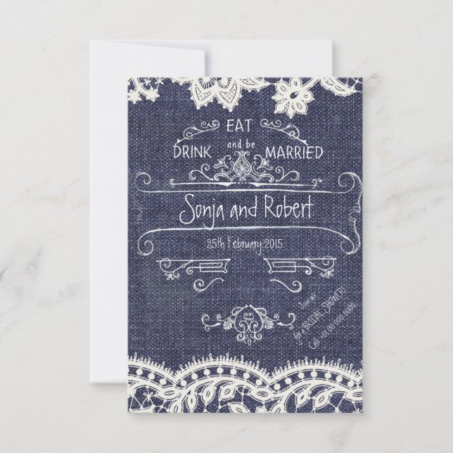 Invitación a matrimonio de vintage para jeans ruso (Anverso)