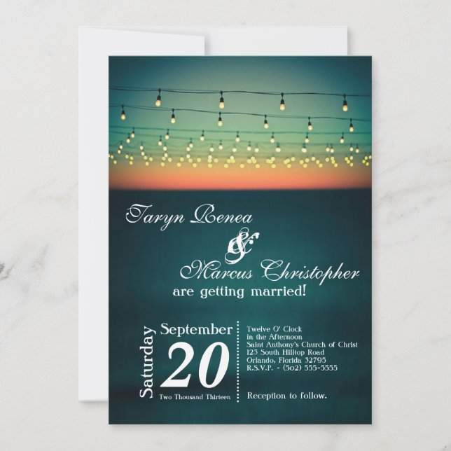 Invitación a matrimonio de yard de tiras de atarde (Anverso)