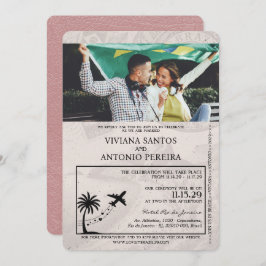 Invitación a matrimonio Dusty Rosa Brasil Passport