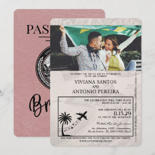Invitación a matrimonio Dusty Rosa Brasil Passport