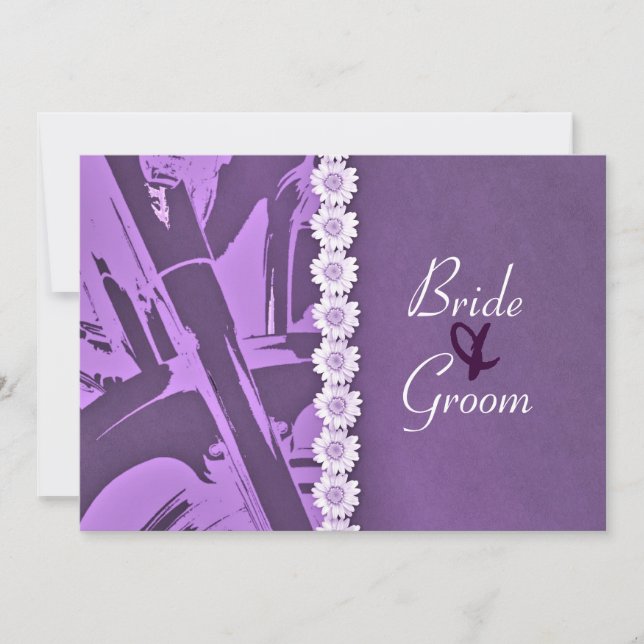 Invitación a matrimonio en bicicleta de cuero púrp (Anverso)