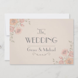 Invitación a matrimonio en flores de estilo postal