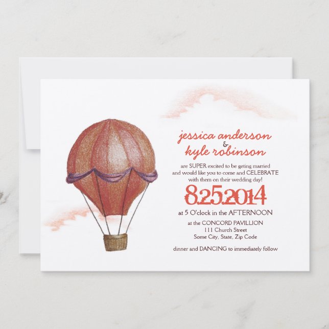 Invitación a matrimonio en globo aerostático Vinta (Anverso)