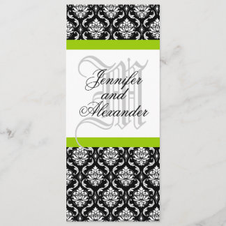 Invitación a matrimonio en monograma Damasco Verde