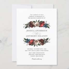 Invitación a matrimonio en monograma de acentos fl