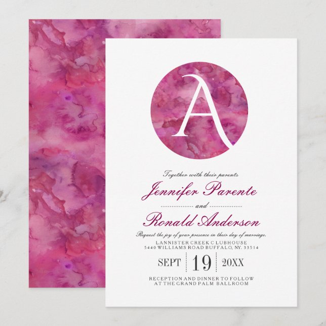 Invitación a matrimonio en monograma de la ventana (Anverso / Reverso)
