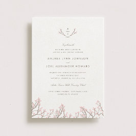 Invitación a matrimonio en monograma de ramas bell