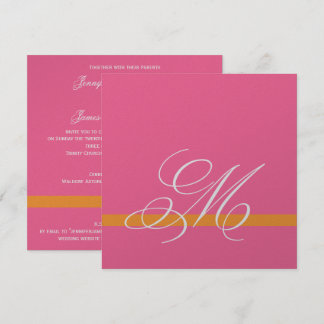 Invitación a matrimonio en monograma negro plata r