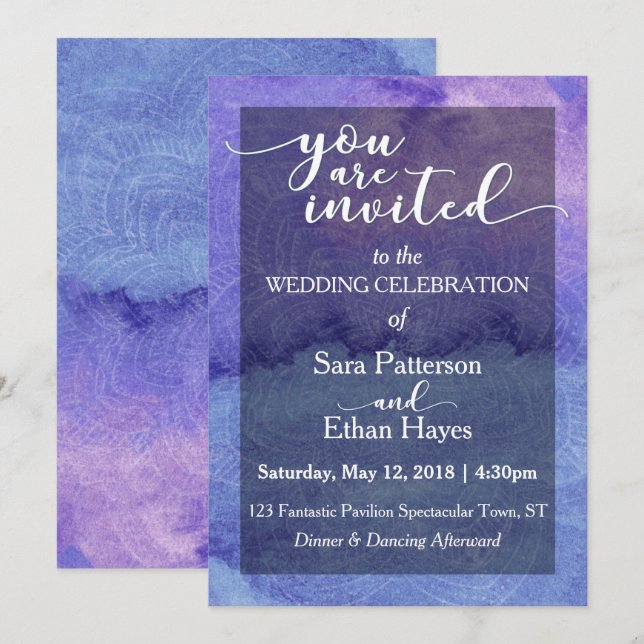 Invitación a matrimonio "Estás invitado" (Anverso / Reverso)