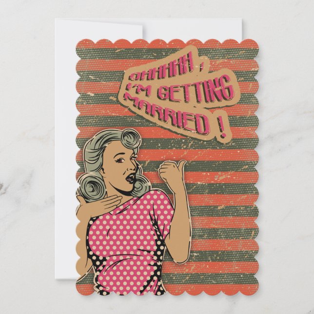 Invitación a matrimonio estilo retro (Anverso)