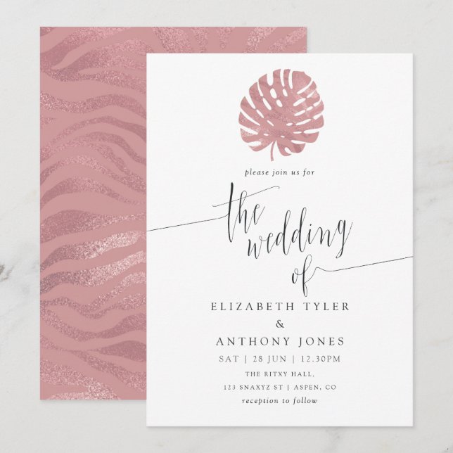 Invitación a matrimonio exótico geométrico tribal  (Anverso / Reverso)