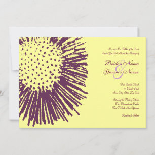 Invitación a matrimonio floral abstracto morado y