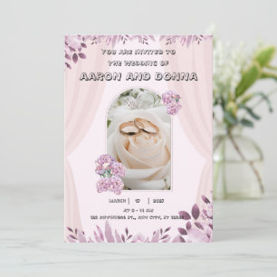 Invitación a matrimonio floral de depuración rosad