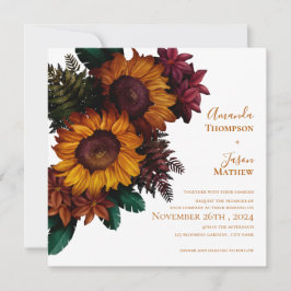Invitación a matrimonio floral de Naranja quemado 