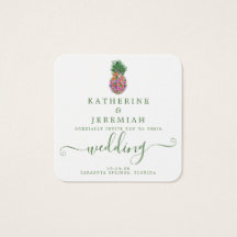 Invitación a matrimonio floral de piña con código 