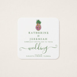 Invitación a matrimonio floral de piña con código 