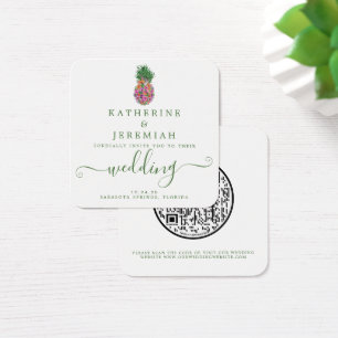 Invitación a matrimonio floral de piña con código