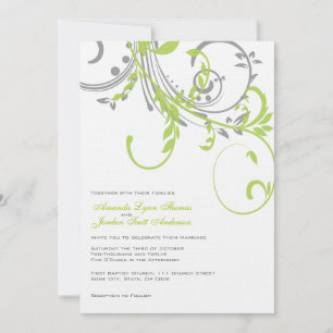 Invitación a matrimonio floral doble plateado y li