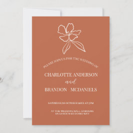 Invitación a matrimonio floral mínimo de Terracott