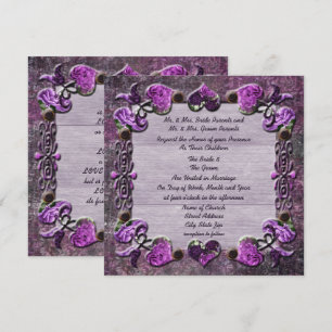 Invitación a matrimonio floral púrpura